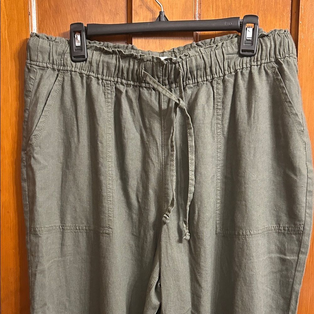 NWOT!! Petite Sonoma Goods For Life® Linen Wide Leg Ankle Pants, Olive, XL - Picture 2 of 7